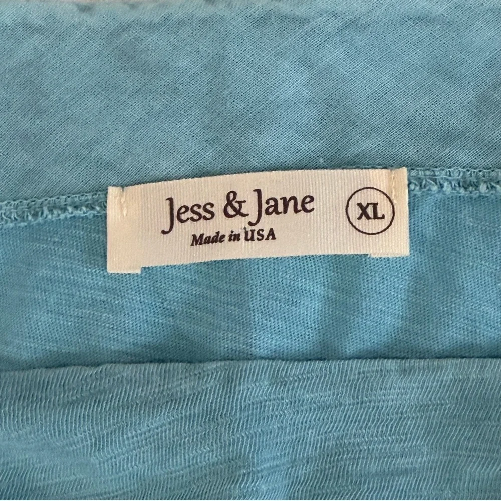 Jess & Jane Womens Mineral Washed Slub Tunic Top Size XL Teal 3/4 Sleeve Artsy - Picture 4 of 10